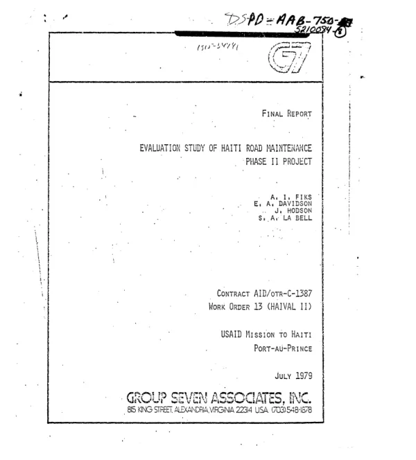 Final report : evaluation study of Haiti road maintenance phase II project