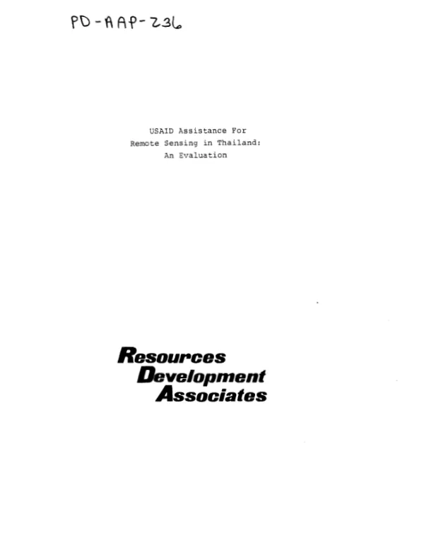 USAID assistance for remote sensing in Thailand : an evaluation