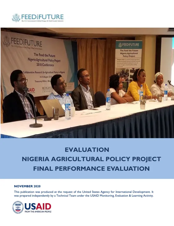 Evaluation : Nigeria agricultural policy project : final performance evaluation