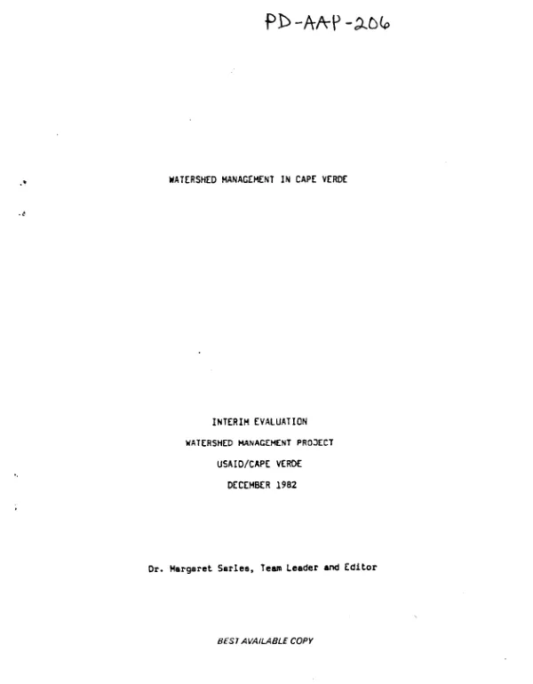 Watershed management in Cape Verde : interim evaluation