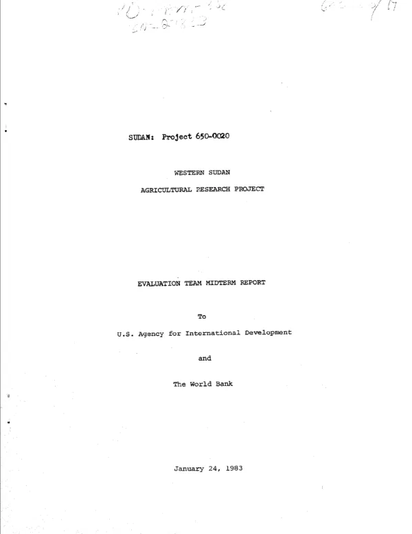 Western Sudan agricultural research project : evaluation team midterm report
