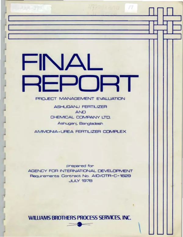 Final report : project management evaluation; Ashuganj Fertilizer and Chemical Co., Ltd.