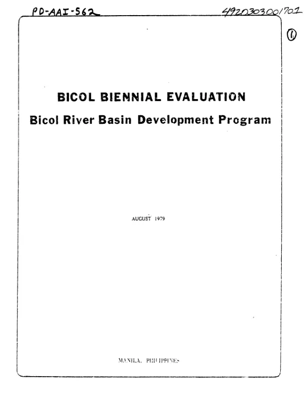 BICOL BIENNIAL EVALUATION : BICOL RIVER BASIN DEVELOPMENT PROGRAM