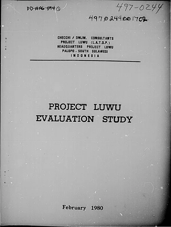 PROJECT LUWU EVALUATION STUDY