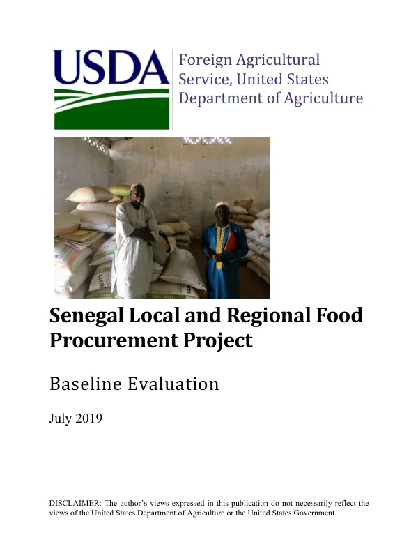 [USDA FY 2018] Senegal local and regional food procurement project : baseline evaluation