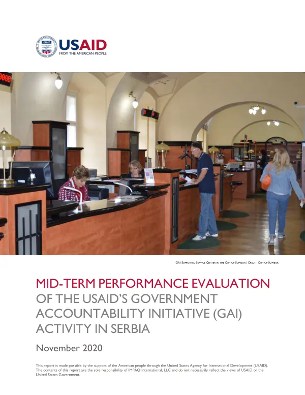 Mid-term performance evaluation of the USAID's government accountability initiative (GAI) activity in Serbia