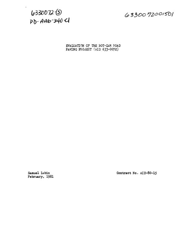 EVALUATION OF THE BOTZAM ROAD PAVING PROJECT