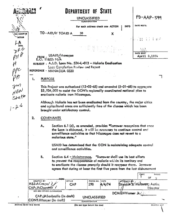 AID loan no. 524-L-013, malaria eradication : loan completion review and report