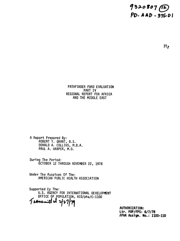 PATHFINDER FUND EVALUATION PART III LATIN AMERICA. (10/12/78-11/22/78)