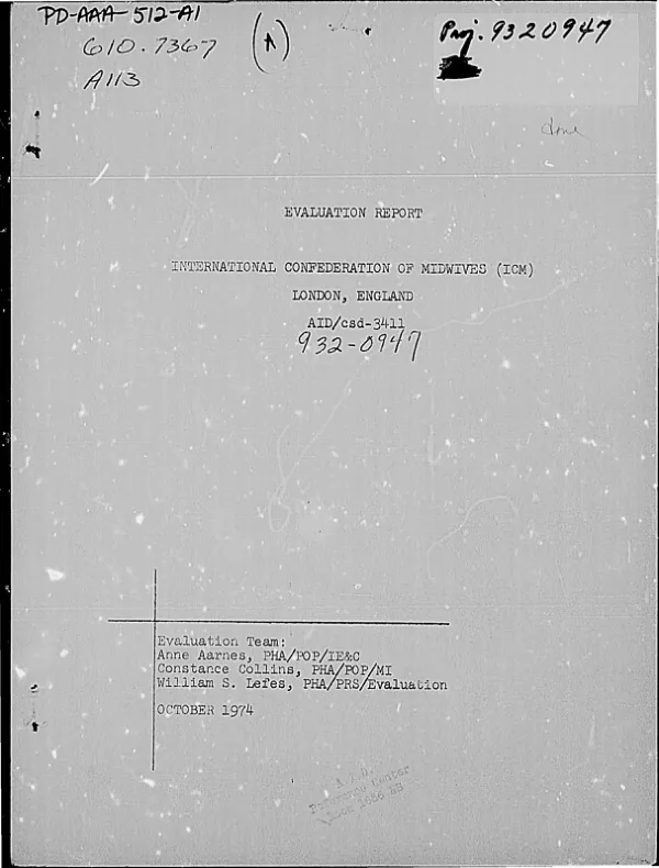 EVALUATION REPORT : INTERNATIONAL CONFEDERATION OF MIDWIVES (ICM), LONDON, ENGLAND