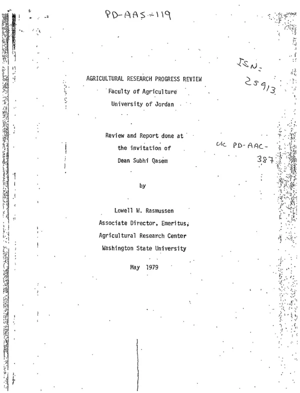 AGRICULTURAL RESEARCH PROGRESS REVIEW