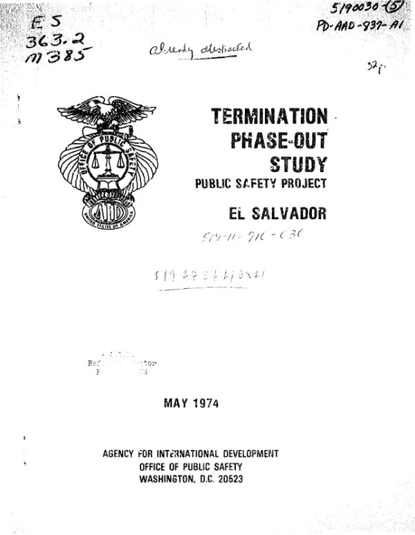 Termination phase-out study : public safety project, El Salvador