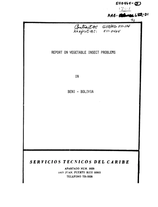 REPORT ON VEGETABLE INSECT PROBLEMS