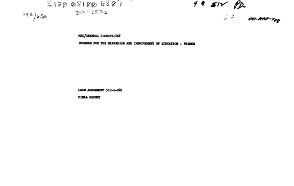 PROGRAM FOR THE EXPANSION AND IMPROVEMENT OF EDUCATION - PREMEN