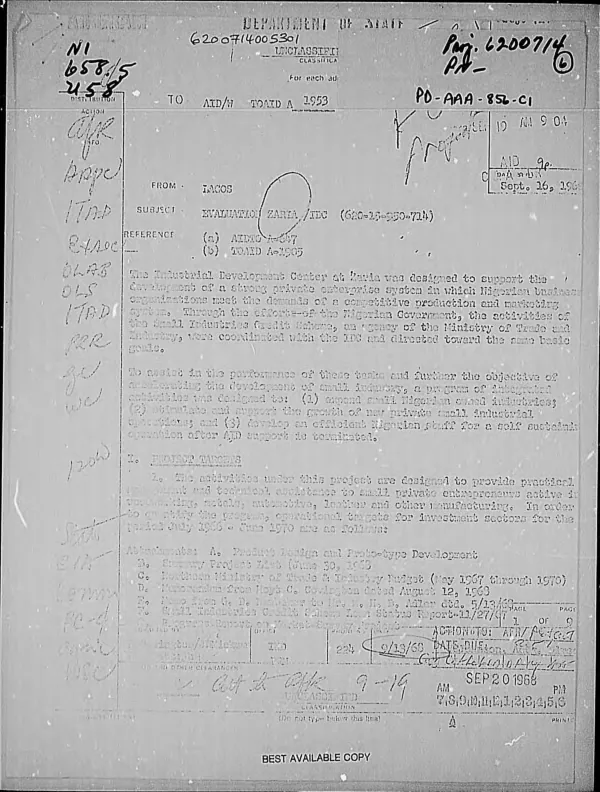 EVALUATION OF THE INDUSTRIAL DEVELOPMENT CENTER ZARIA, NIGERIA.
