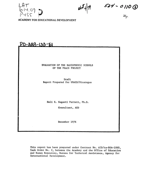 EVALUATION OF THE RADIOPHONIC SCHOOLS OF THE PRACS PROJECT