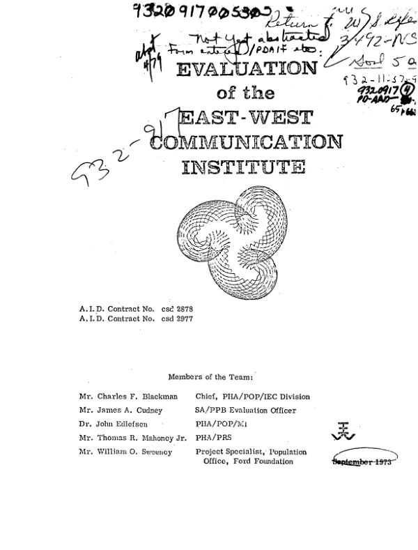 EVALUATION OF THE EAST-WEST COMMUNICATION INSTITUTE