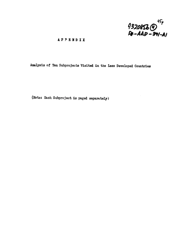 EVALUATION OF THE UNIVERSITY SERVICES AGREEMENT WITH JOHN HOPKINS UNIVERSITY, UNIVERSITY OF MICHIGAN, AND UNIVERSITY OF NORTH CAROLINA; APPENDIX : ANALYSIS OF TEN SUB-PROJECTS