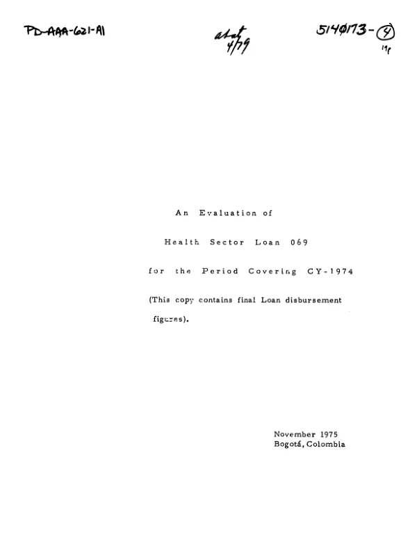 EVALUATION OF HEALTH SECTOR LOAN