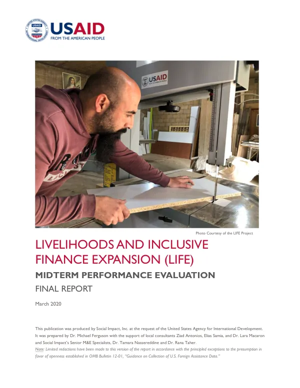 Livelihoods and inclusive finance expansion (LIFE) : midterm performance evaluation