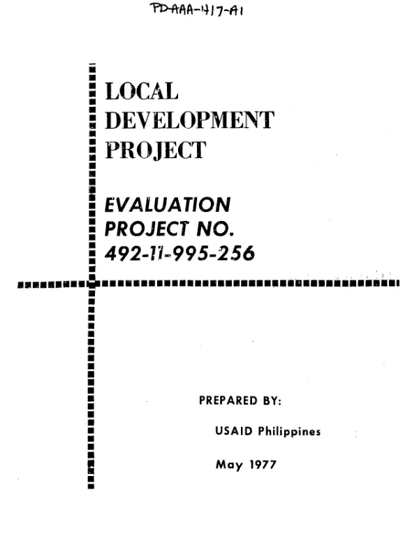 LOCAL DEVELOPMENT PROJECT; EVALUATION; PROJECT NO. 492-11-995-256