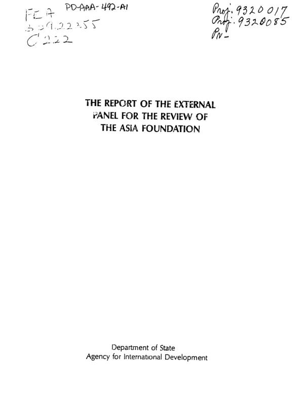 REPORT OF THE EXTERNAL PANEL FOR REVIEW OF The Asia Foundation