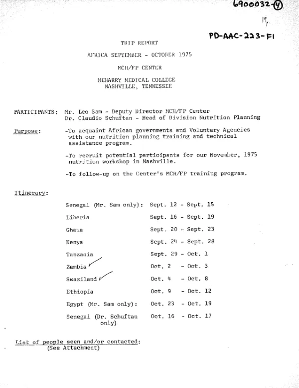 PROJECT APPRAISAL REPORT; MATERNAL AND CHILD HEALTH/FAMILY PLANNING TRAINING; BOTSWANA PROJECT NO. (690-11-540-032)