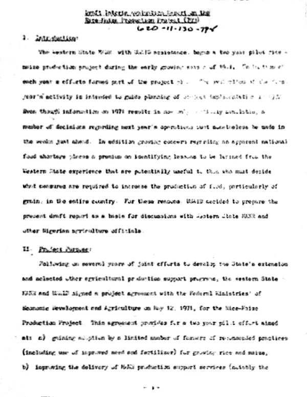 DRAFT INTERIM EVALUATION REPORT ON THE RICE-MAIZE PRODUCTION PROJECT