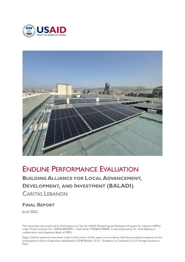 BALADI Caritas - Endline Performance Evaluation