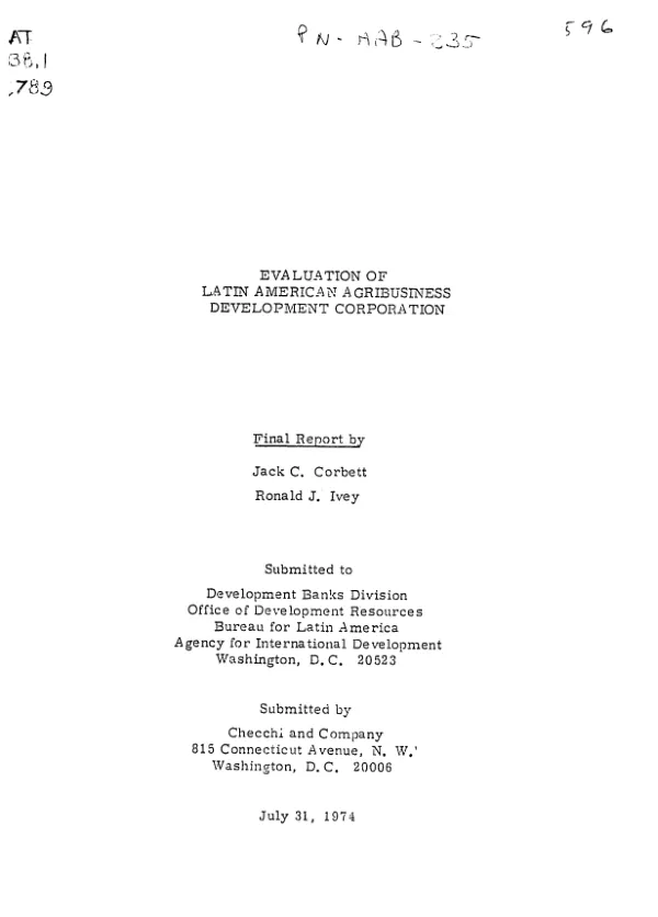 EVALUATION OF LATIN AMERICAN AGRIBUSINESS DEVELOPMENT CORPORATION