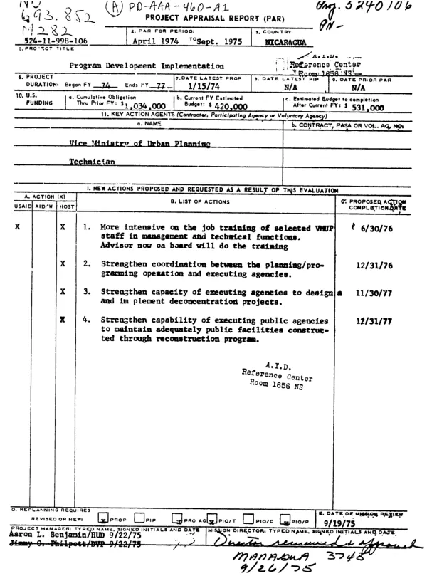 EVALUATION OF PROGRAM DEVELOPMENT AND IMPLEMENTATION PROJECT NO. 524-11-998-106