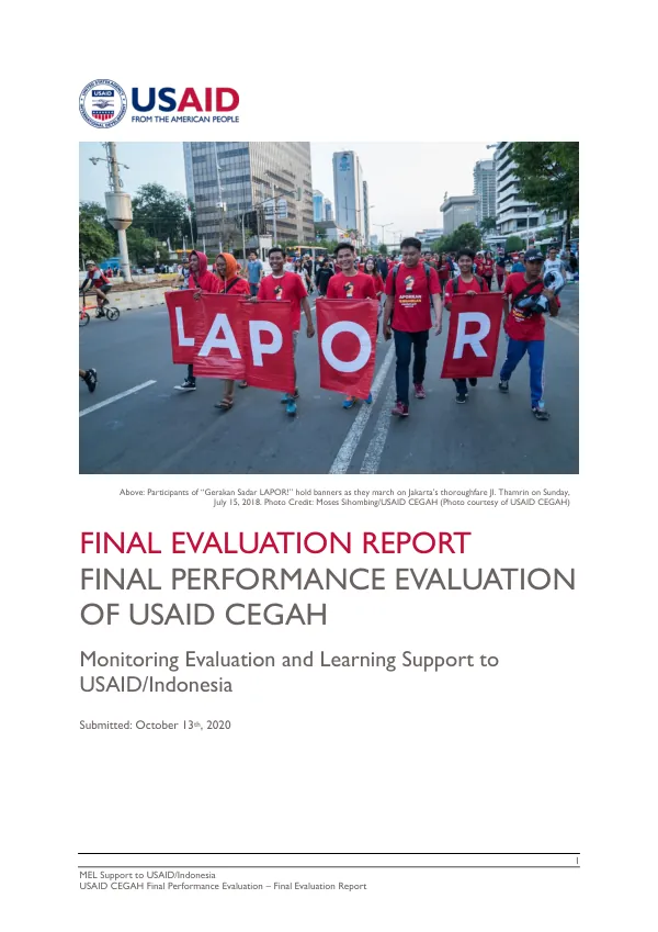Final evaluation report : final performance evaluation of USAID CEGAH