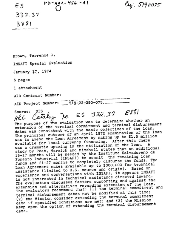 INSAFI SPECIAL EVALUATION