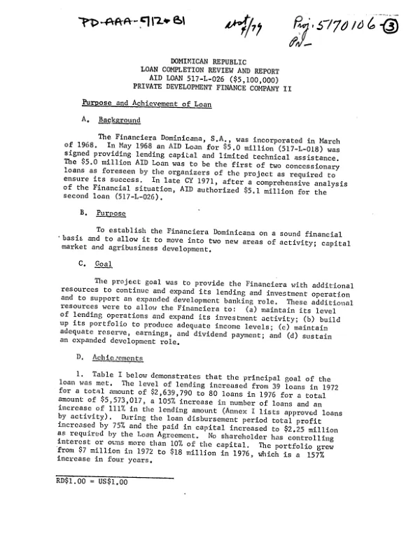 AID LOAN 517-L-026 : SECOND JOINT PROJECT REVIEW AND EVALUATION