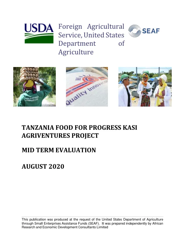 [USDA FY 2015] Tanzania food for progress KASI agriventures project : midterm evaluation