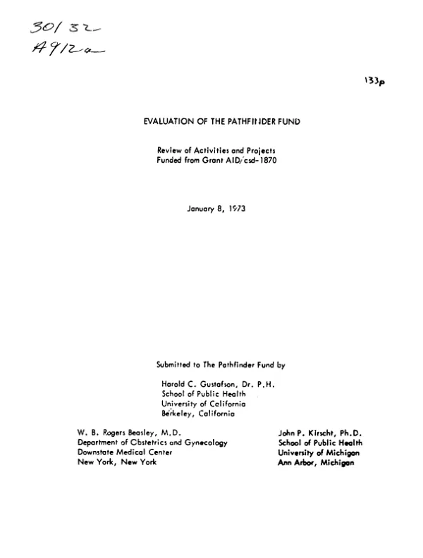 EVALUATION OF THE PATHFINDER FUND : REVIEW OF ACTIVITIES AND PROJECTS FUNDED FROM GRANT AID/CSD-1879