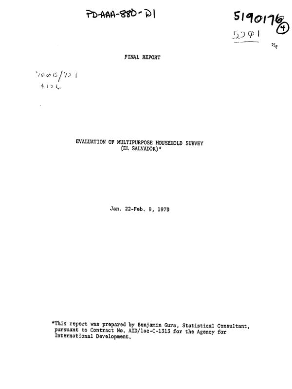 EVALUATION OF MULTIPURPOSE HOUSEHOLD SURVEY (EL SALVADOR) (1/22-2/9/79)