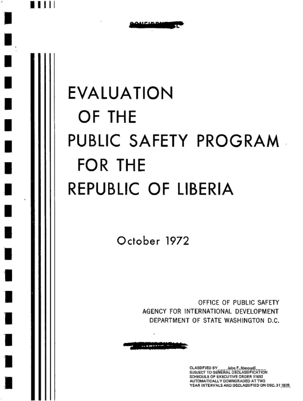 Evaluation of the public safety program for the Republic of Liberia