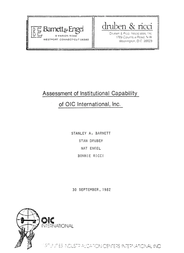 Assessment of institutional capability of OIC International, Inc.