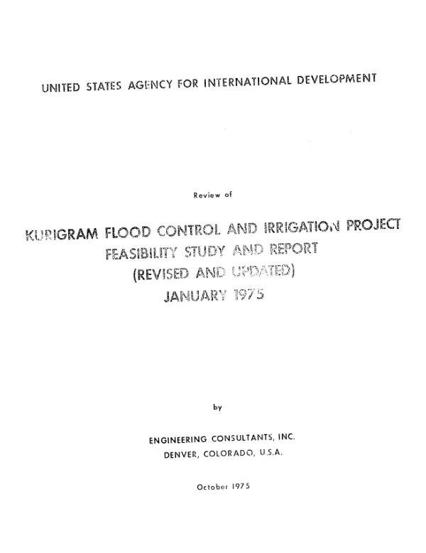Review of Kurigram flood control and irrigation project feasibility study and report (revised and updated) January 1975