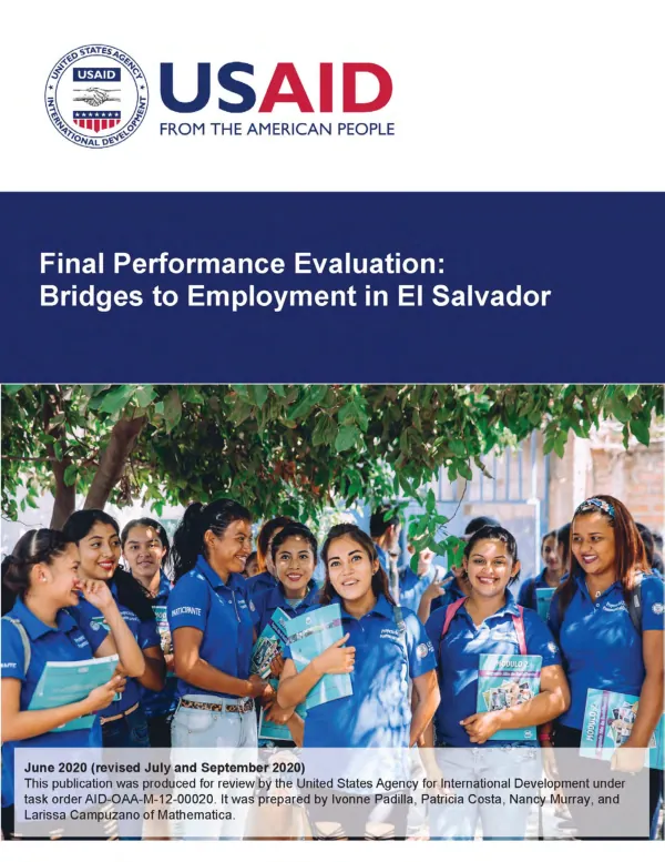 Final performance evaluation : bridges to employment in El Salvador