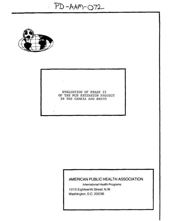 Evaluation of phase II of the MCH extension project in The Gambia and Benin