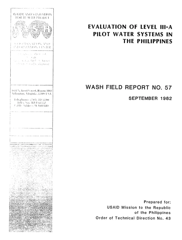 Evaluation of level III-A pilot water systems in the Philippines