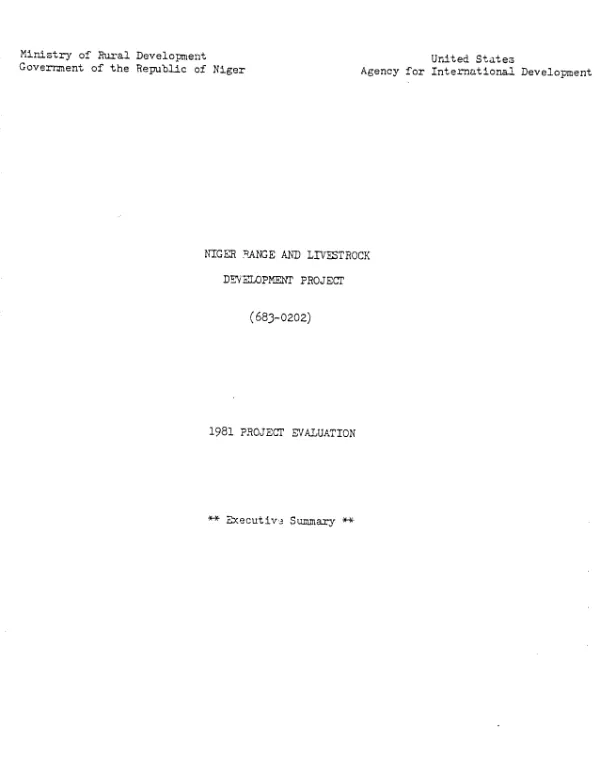Niger range and livestock development project; 1981 project evaluation