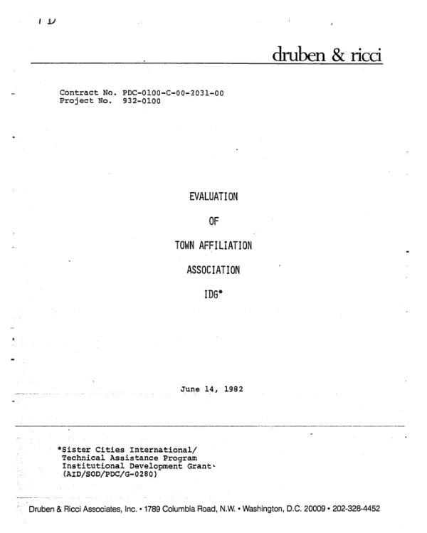 Evaluation of town affiliation association IDG; special evaluation, June 14, 1982