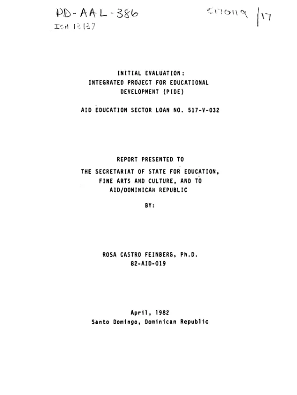 Initial evaluation : integrated project for educational development