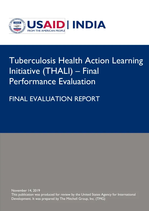 Tuberculosis health action learning initiative (THALI) : final performance evaluation