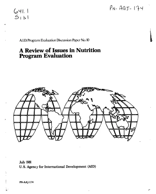 Review of issues in nutrition program evaluation