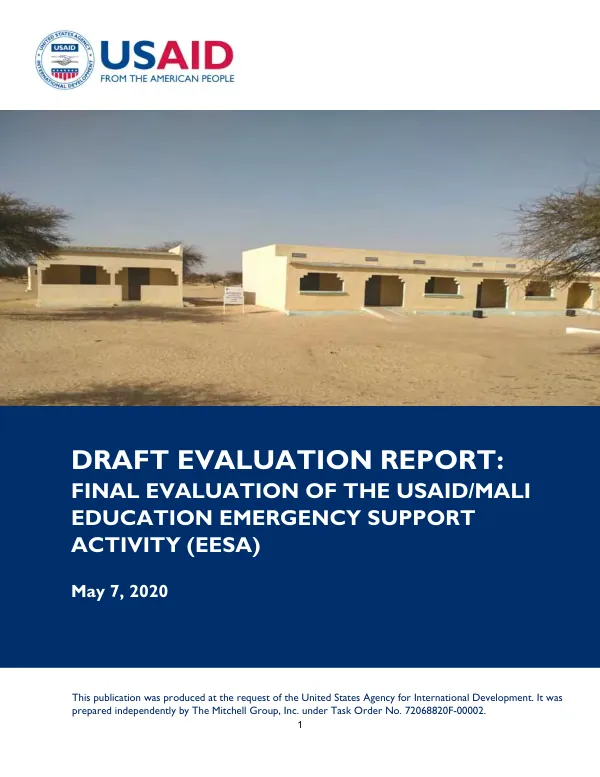 USAID/Mali : the education emergency support activity (EESA) : final evaluation