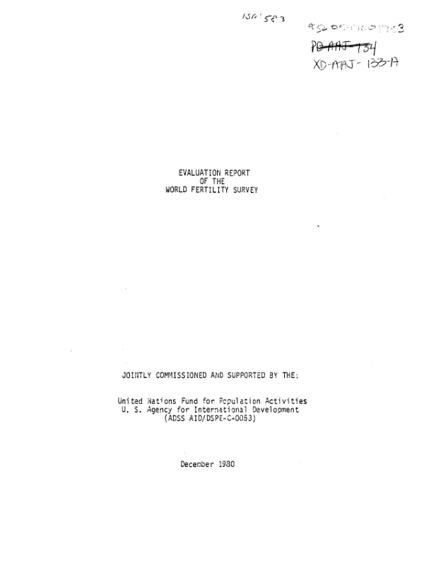 Evaluation report of the world fertility survey